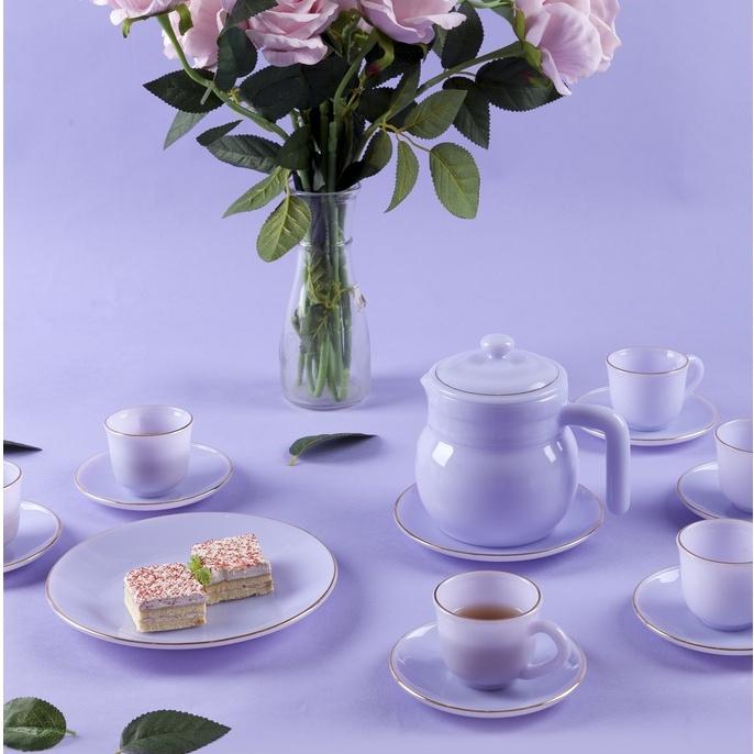 Bộ ấm tách trà thủy tinh ngọc Luxury USA Homeset màu tím thạch anh