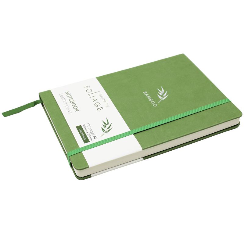 Sổ Bìa Da A5 - Kẻ Ngang 176 Trang 100gsm - Foliage Bamboo - The Sun - Màu Xanh Lá