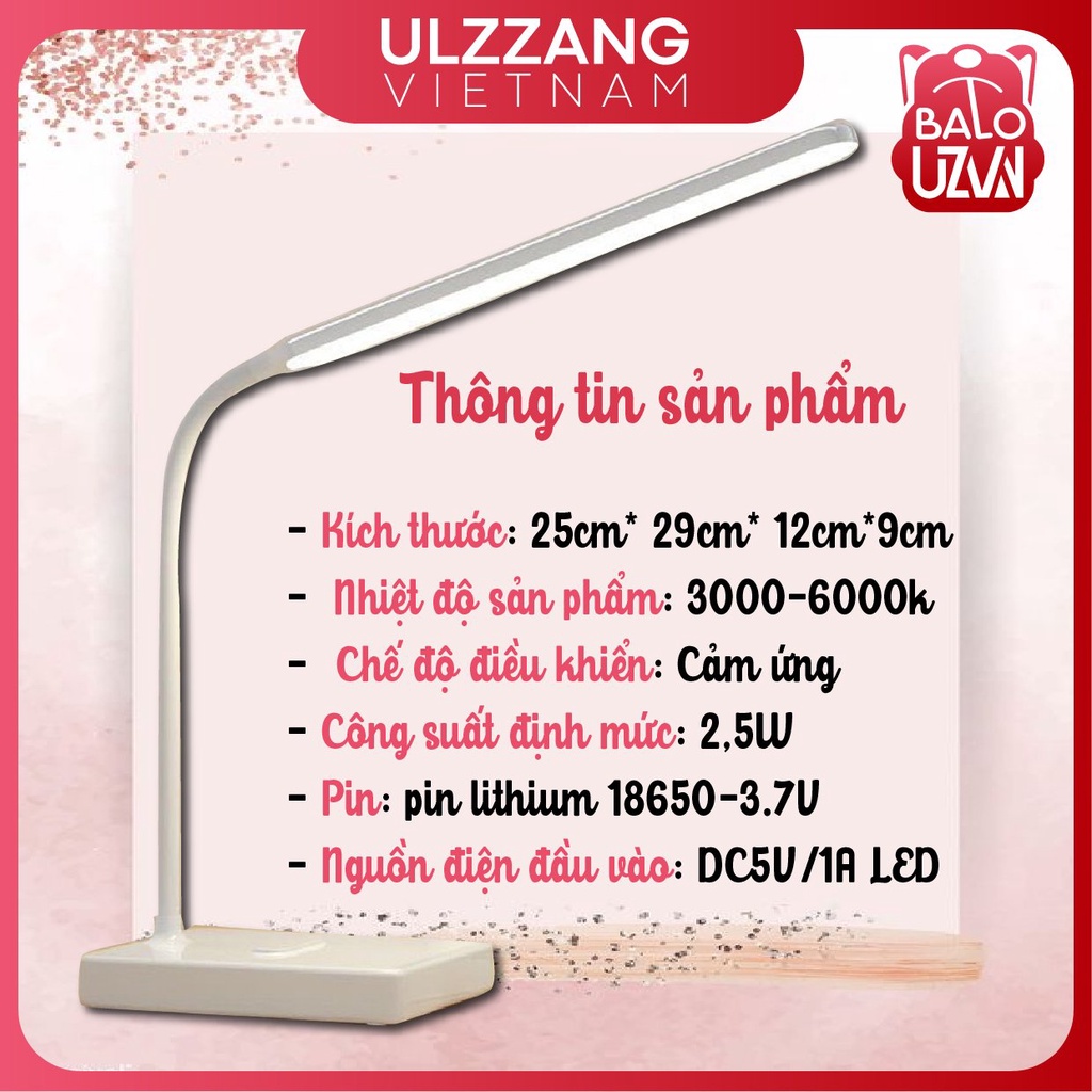 Đèn học để bàn tích điện sáng, đèn led mini đọc sách, làm việc.