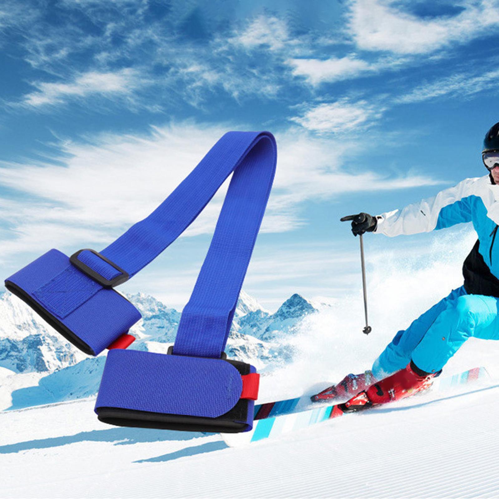 2 Pieces Ski Strap, Nylon Braid Handheld Handle Belt Ski Gear Holder Portable Durable Ski Pole Shoulder Strap for Ski Board Winter Sports