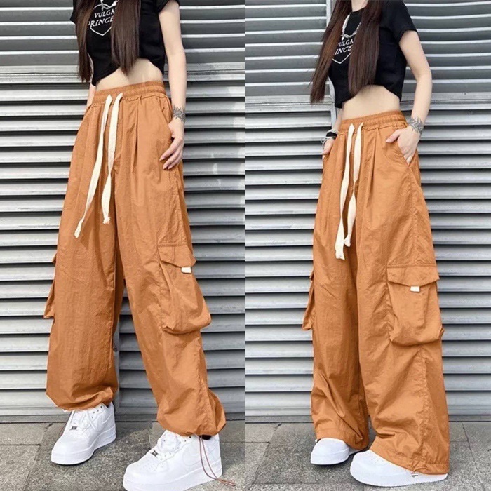 SET QUẦN DÀI ỐNG RỘNG TÚI HỘP DÂY RÚT LƯNG CAO SUÔNG TRƠN + ÁO CROPTOP THUN ĐEN DẠO PHỐ THỂ THAO ĐI CHƠI ĐI TIỆC