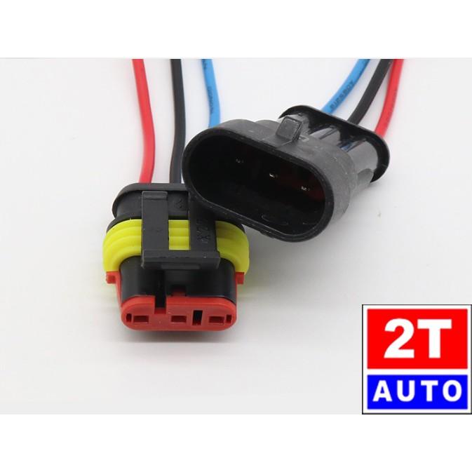 Đầu cút jack giắc nối dây điện 3 chân chống nước dùng cho xe máy xe hơi ô tô