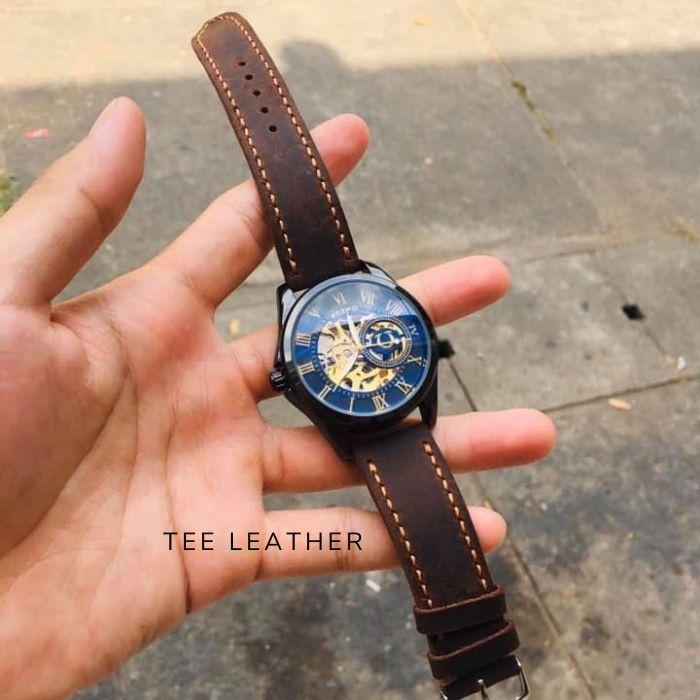 Dây da đồng hồ nam da bò Vintage-khâu tay thủ công size 18mm, 20mm, 22mm, 24mm - TEE LEATHER