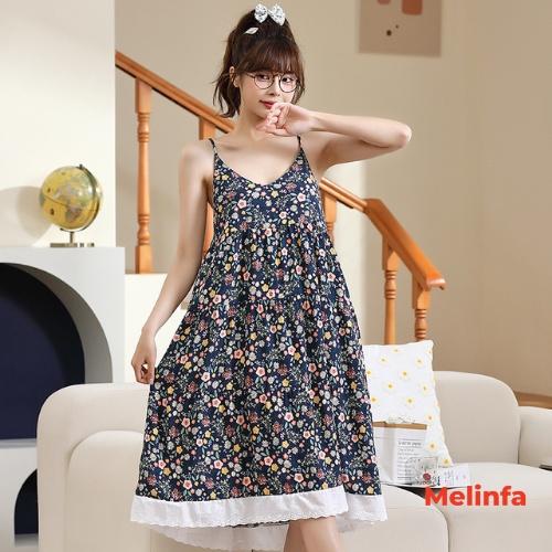 Váy ngủ hai dây nữ vải Cotton lụa tự nhiên thoáng mát mềm mại, đầm mặc nhà mùa hè freesize mã VAV0288