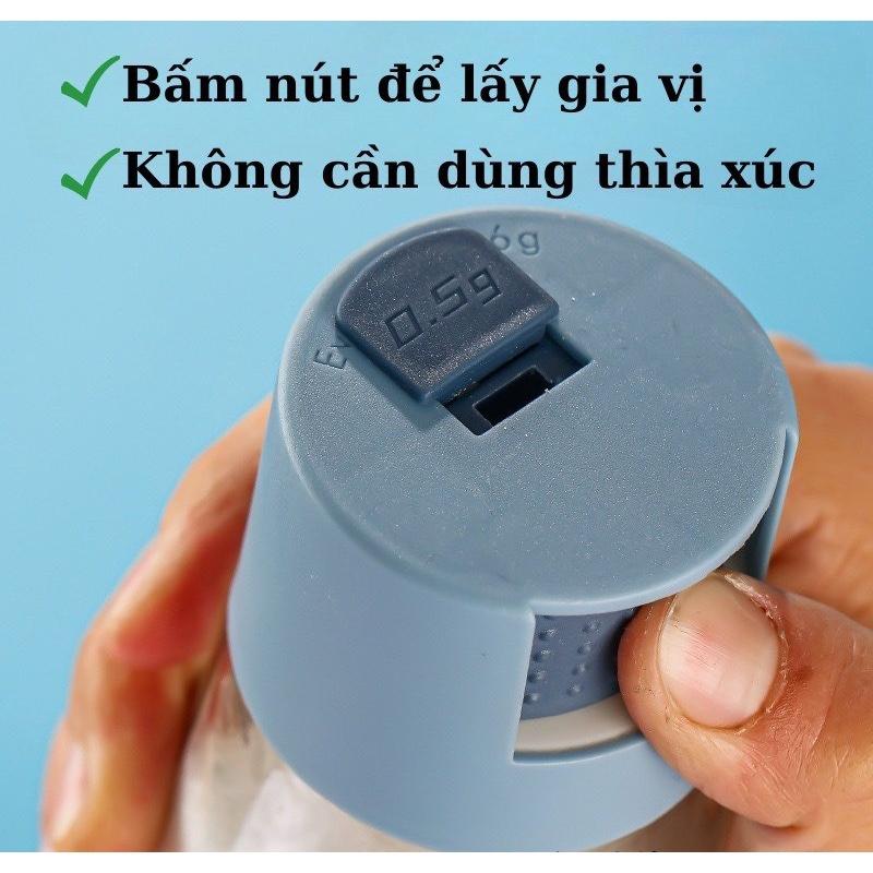 Hũ Đựng Gia Vị Thủy Tinh Nhà Bếp Cao Cấp 180ml Bấm Nút Định Lượng, Thông Minh