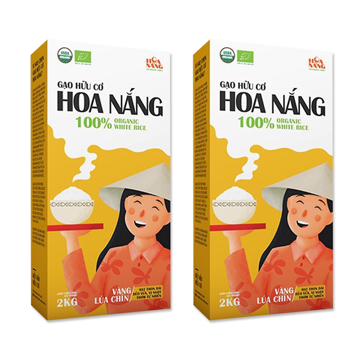 Hình ảnh Combo 5 hộp Gạo Hữu Cơ Hoa Nắng - Vàng Lúa Chín 2kg