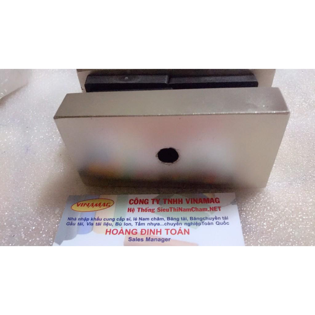 Nam châm trắng 100x50x20 lỗ 10mm