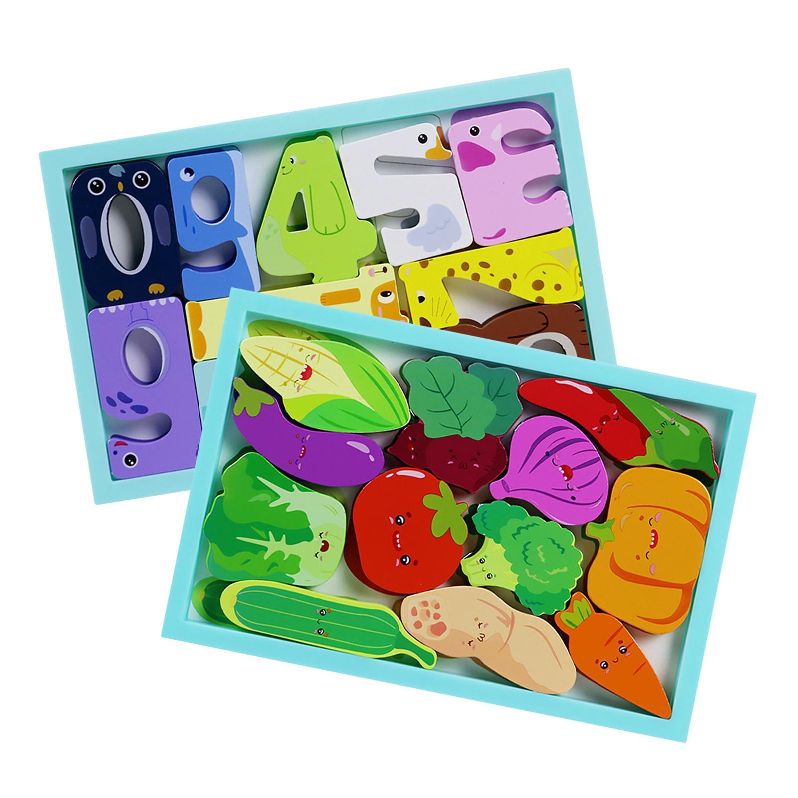 Puzzles Wooden Jigsaw Birthday Gifts Learning Sorting cartoon Baby