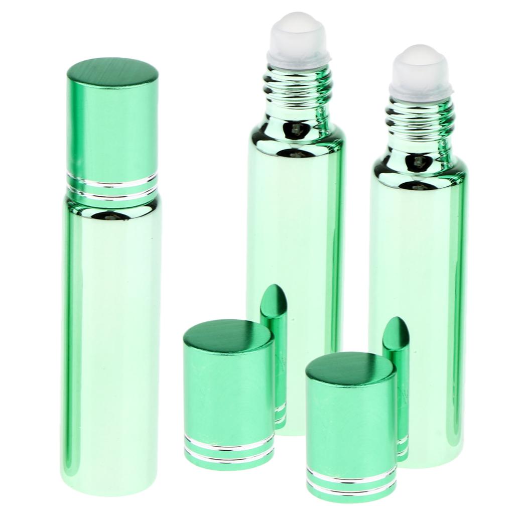 3x Empty Refillable Container Essential Oil Roller Bottles Glass Vials 10ml