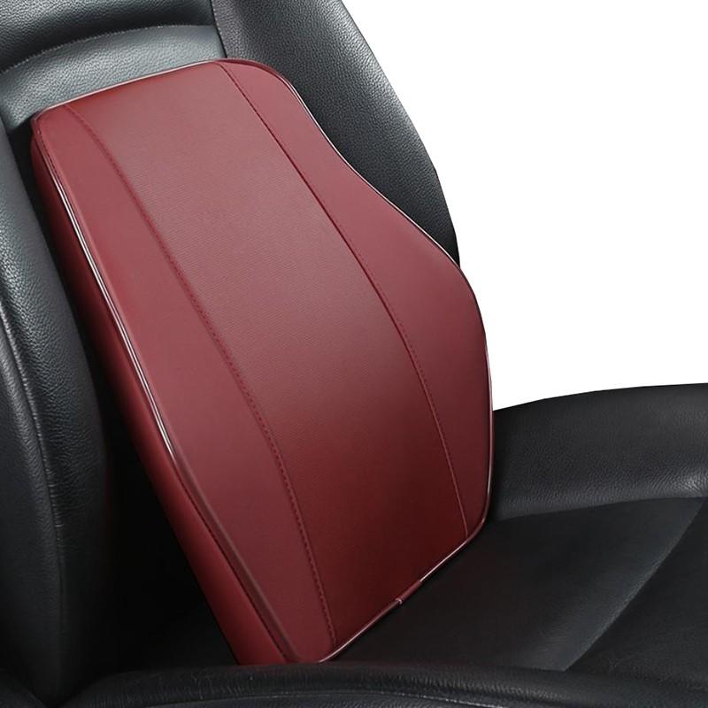 Gối Tựa Lưng Ô Tô Cao Su Non Bọc Da Cao Cấp , Gối Tựa Đầu Dùng Cho Xe Ô Tô, gối công thái học chống mỏi, thoáng khí - Be - Da