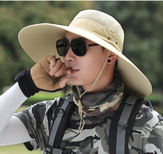 Mũ rộng vành nam kèm khẩu trang chống nắng chống tia cực tím tuyệt đối mới, nón khẩu trang nam cao cấp