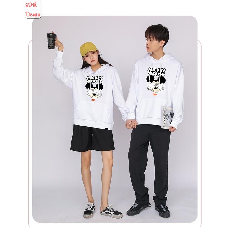 Áo Hoodie MICKEY MOUSE phong cách Hàn Quốc chất NỈ COTTON lót BÔNG unisex nam nữ