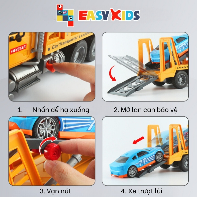 Xe Cứu Hộ Đồ Chơi Cỡ Lớn Cho Bé, Xe Cứu Hộ Nâng Ô Tô Giao Thông Có Đèn Nhạc