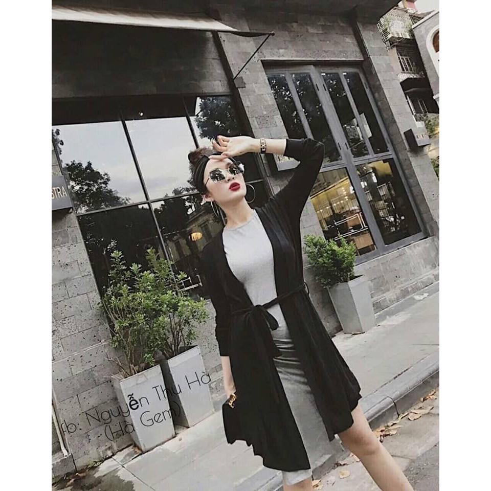Set Đầm Body Xẻ Tà Kèm Áo Khoác Áo Khoác với chất thun dày dặn co giãn thoải mái, dễ mặc.Đầm mang phong cách trẻ trung,năng động - Set Đầm thích hợp cho chị em đi chơi
