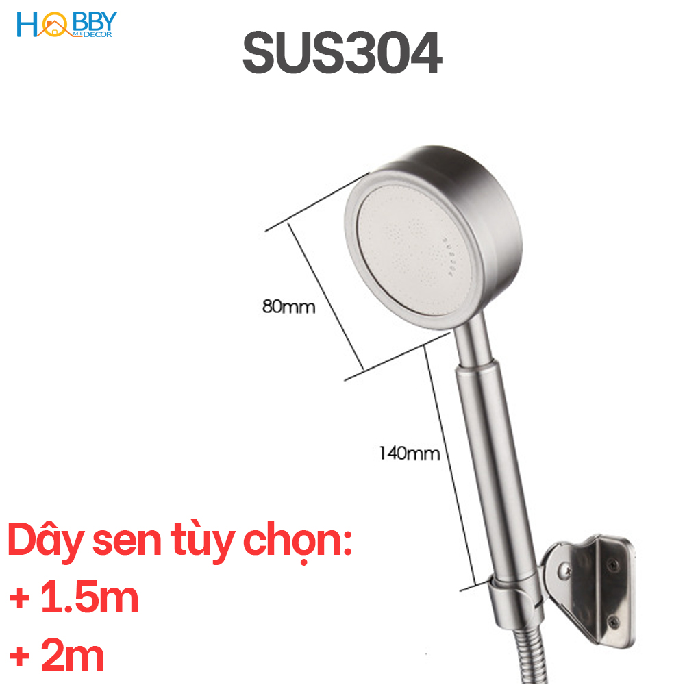 Vòi hoa sen tăng áp tay cầm có dây sen giá treo Hobby Home Decor BST2 loại inox 304 không rỉ sét dây sen tùy chọn