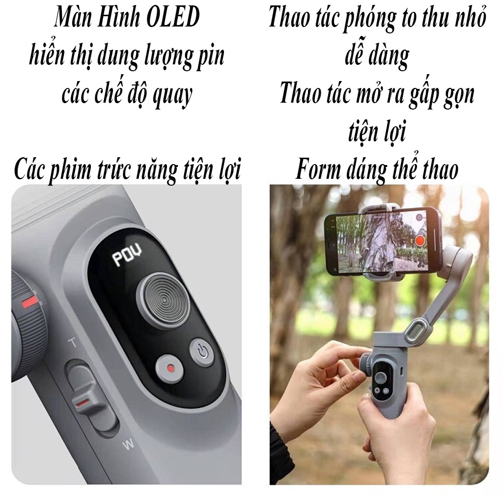 Gậy chống rung gimbal 3 trục Smart XPRO, Tay cầm gimbal chống rung cho điện thoại, quay phim làm TikTok