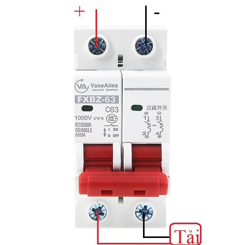 Bộ ngắt mạch CB điện một chiều cầu dao cho Solar Năng Lượng Mặt Trời FXBZ-63/2P DC 1000V 25A 40A 63A