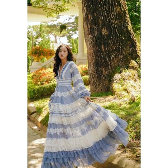 maxi phối ren du lịch phong cách vintage nàng thơ