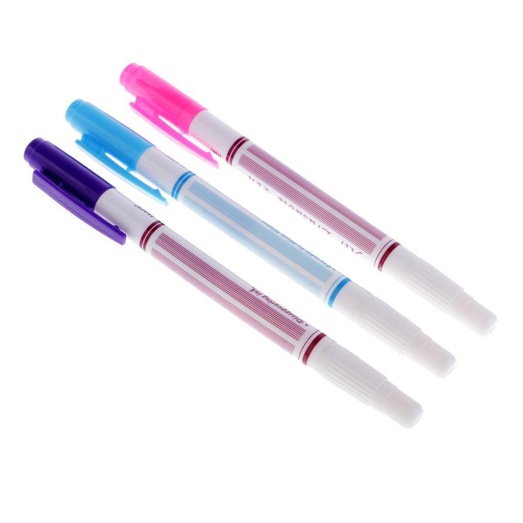 2-3pack 3pcs Dual Head Water Erasable Soluble Pen Vanishing Fabric Marker Pen