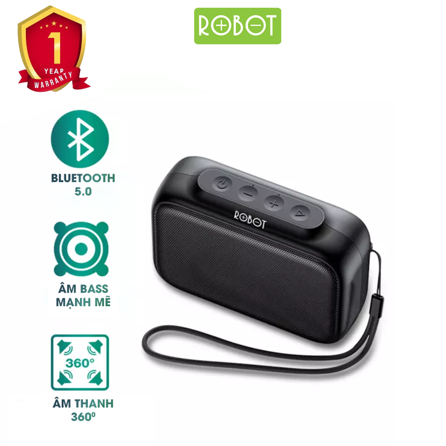 Loa Bluetooth ROBOT RB100 Công Suất Lớn - Âm Thanh Vòm Thiết Kế Nhỏ Gọn - Hàng Chính Hãng