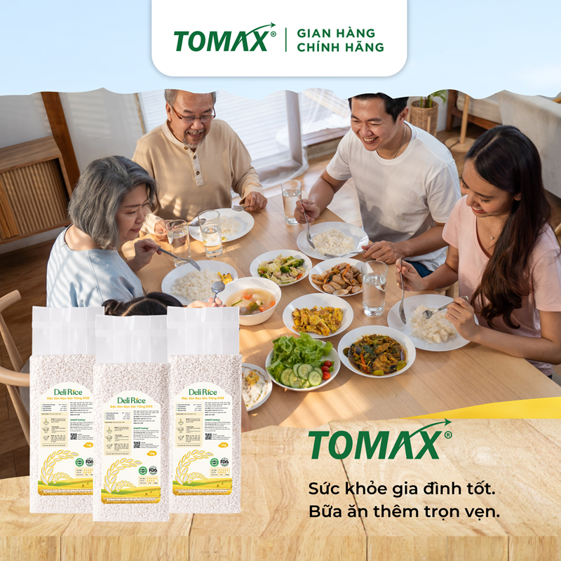 Gạo Đặc Sản ST25 TOMAX (1kg) thượng hạng, dẻo thơm