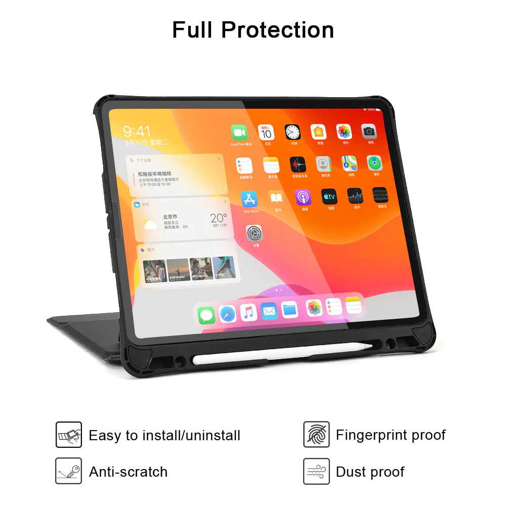 Case bao da bàn phím không dây Bluetooth cho iPad Pro 12.9 2021 Chip M1 / 2020 / 2018 có ngăn đựng bút hiệu CHOETECH BH-010 (cảm ứng mượt mà, gập nhiều hướng, trang bị bàn phím bấm) - hàng nhập khẩu