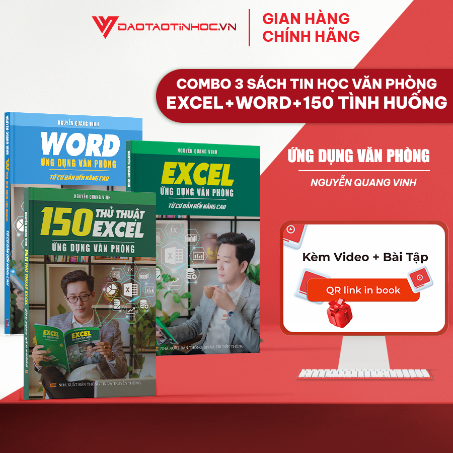 Combo 3 Sách Word Và Excel Và 150 Thủ Thuật Ứng Dụng Văn Phòng Từ Cơ Bản Đến Nâng Cao