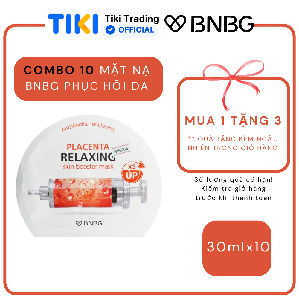 COMBO 10 MẶT NẠ PHỤC HỒI DA BNBG PLACENTA RELAXING SKINBOOSTER 30MLX10
