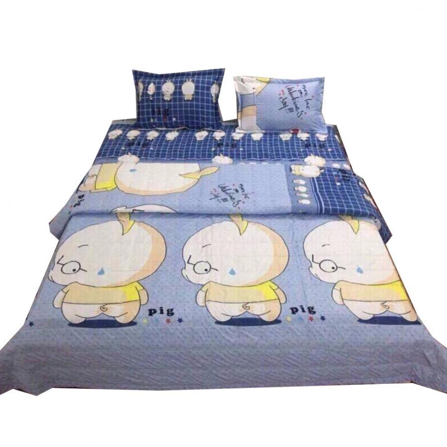 Set 5 món chăn hè ga chun Cotton Poly lợn