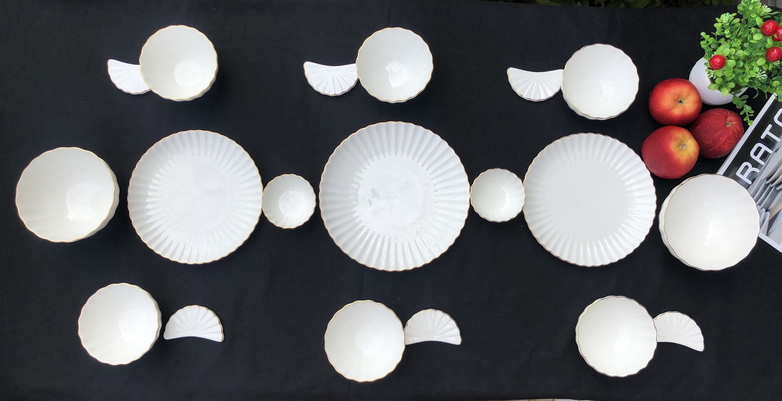 Bộ bát đĩa gốm sứ cao cấp 6 người Cotton - Erato - Hàng nhập khẩu Hàn Quốc