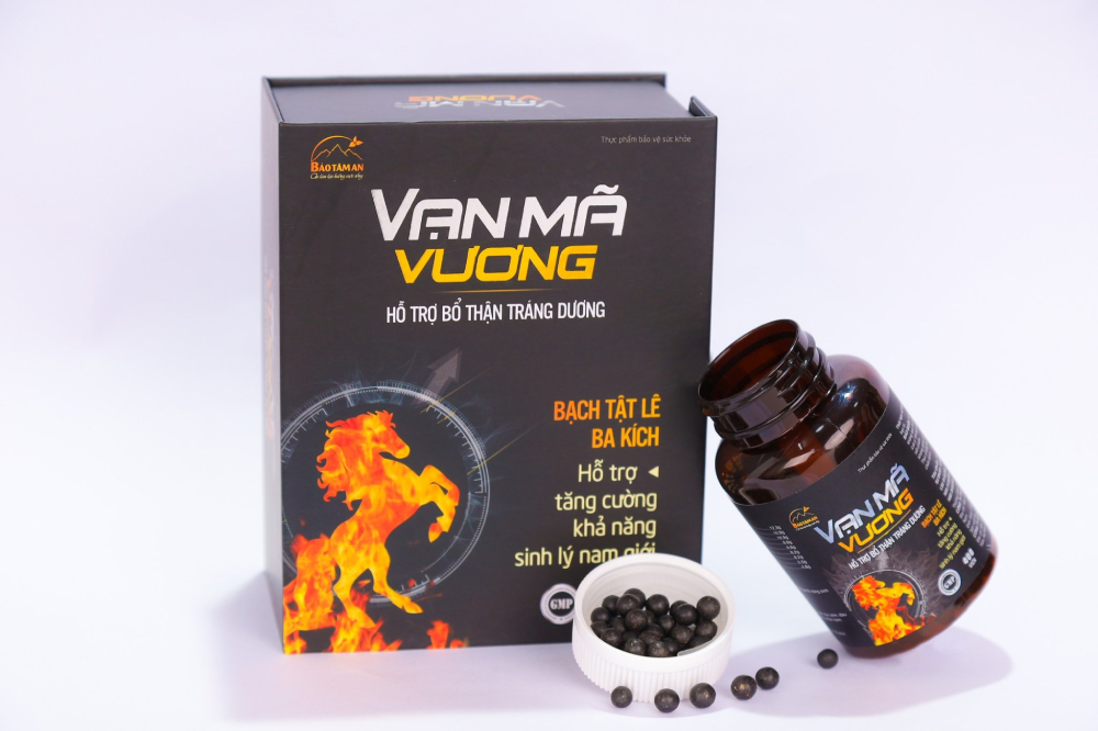 Vạn Mã Vương – Bảo tâm an, Bổ thận tráng dương tăng cường sinh lý nam có tác dụng giúp ôn thận tráng dương, dưỡng can, bổ thận.