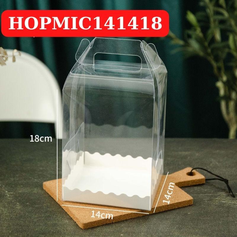 Hộp Đựng Bánh Kem Gato Sinh Nhật Mica Hình Vuông đáy 14x14 CM Phụ kiện Trang Trí Trong Suốt - HOPMIC141418