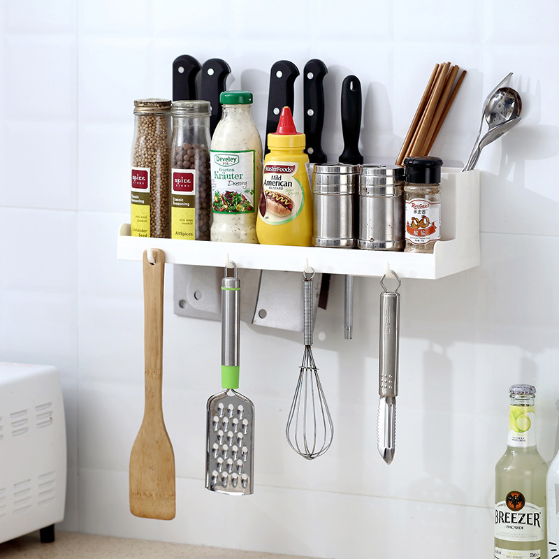 Kệ đa năng có lỗ thoát nước đựng đũa muỗng dao gia vị đồ dùng nhà bếp dán tường HT075 - Giao Ngẫu Nhiên