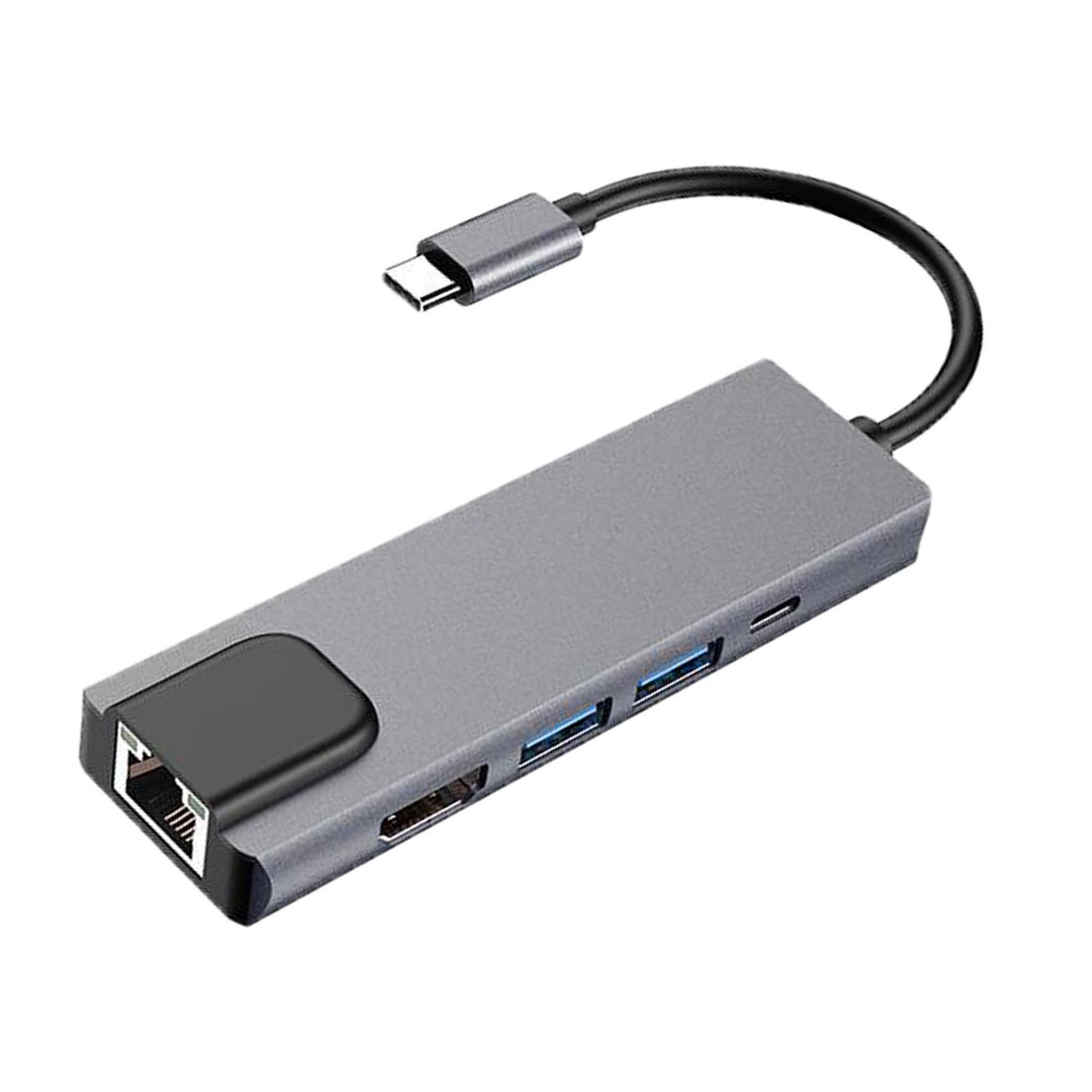 5 in 1 Universal USB Type-C Hub USB 3.0 HDMI Female Adapter Cable PD Charge Converter Network card