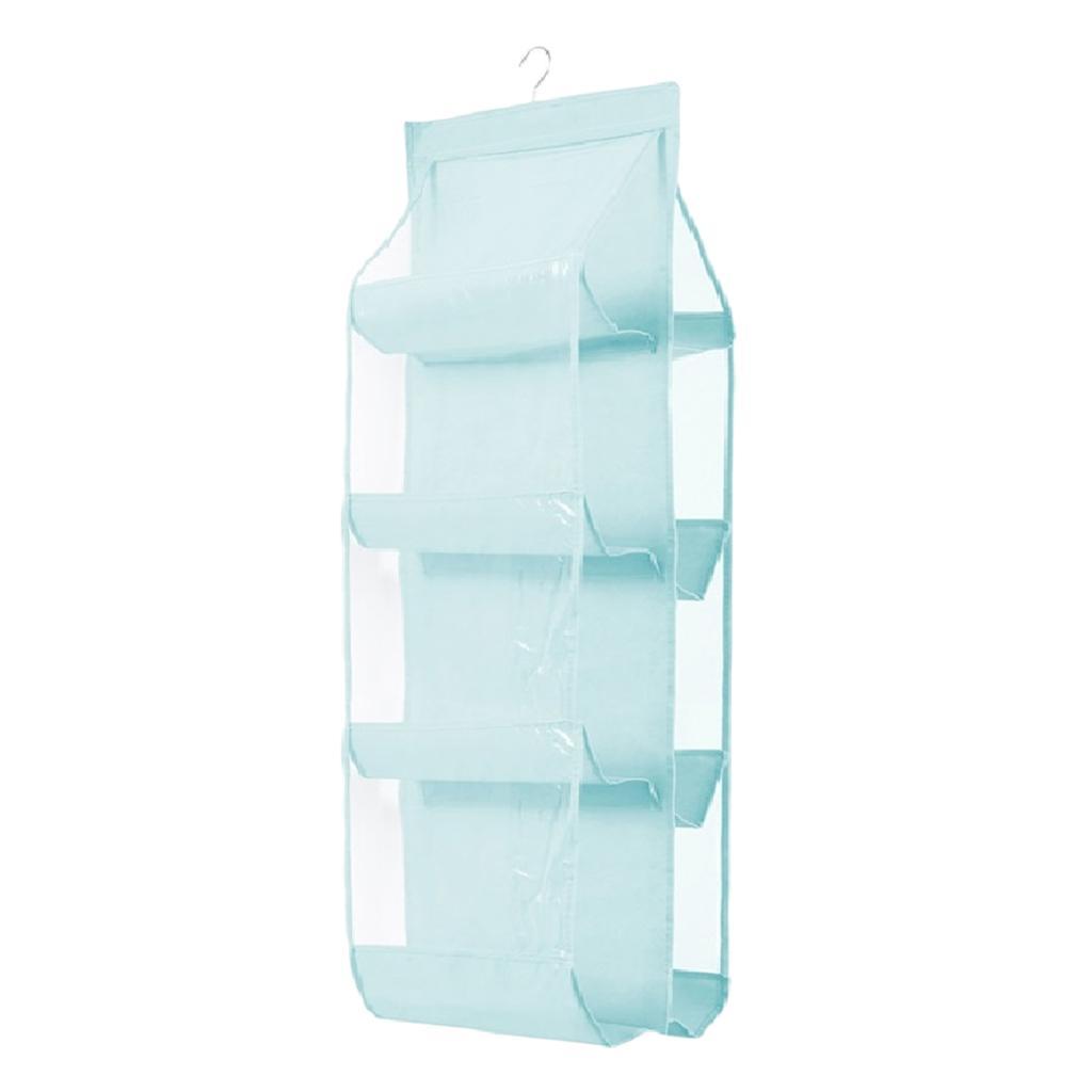 8 Storage Pockets Handbag Hanging Organizer Bag Collection Organizer Blue