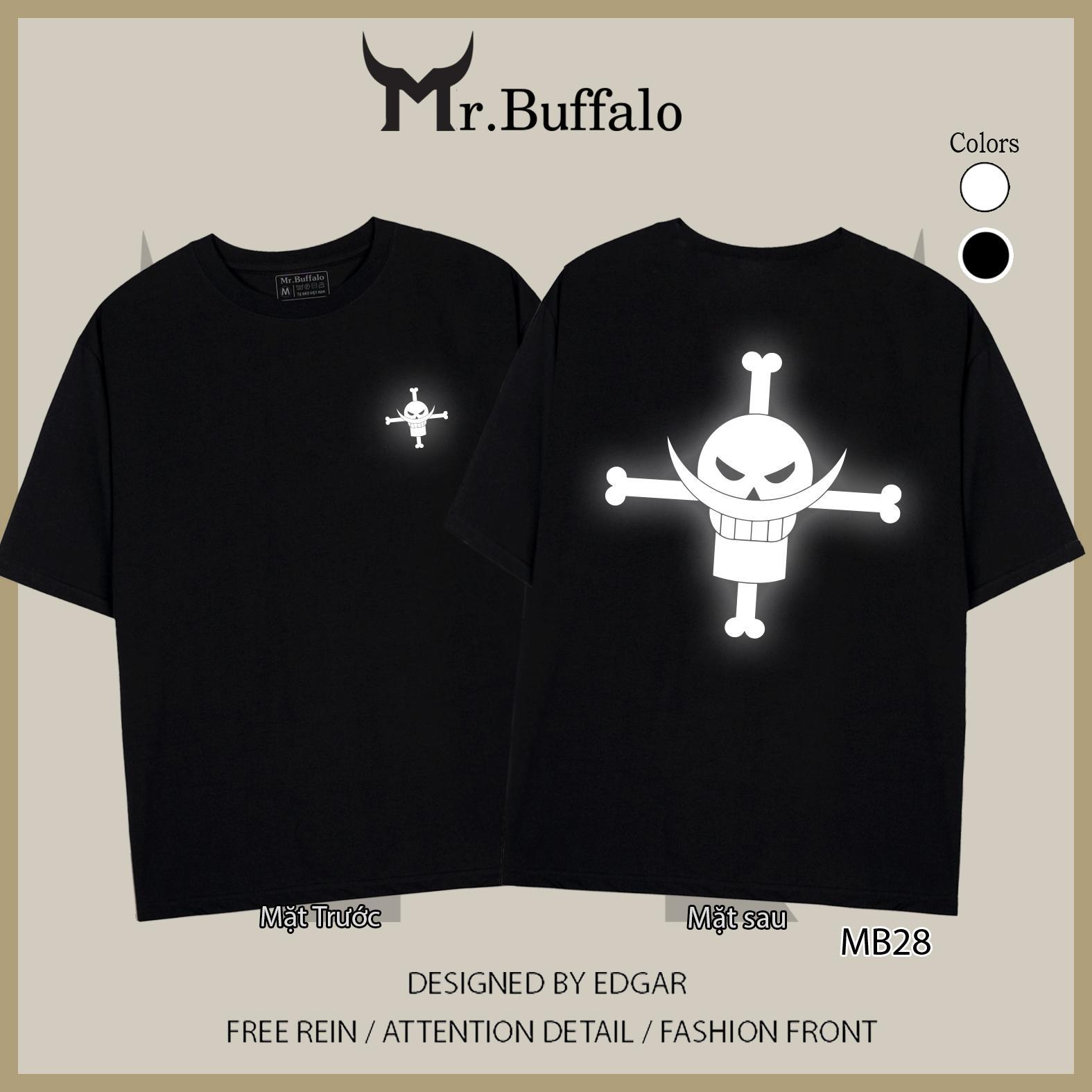 Áo Tay Lỡ Phản Quang Râu Trắng Onepice Mr.Buffalo unisex form rộng có big size MB28