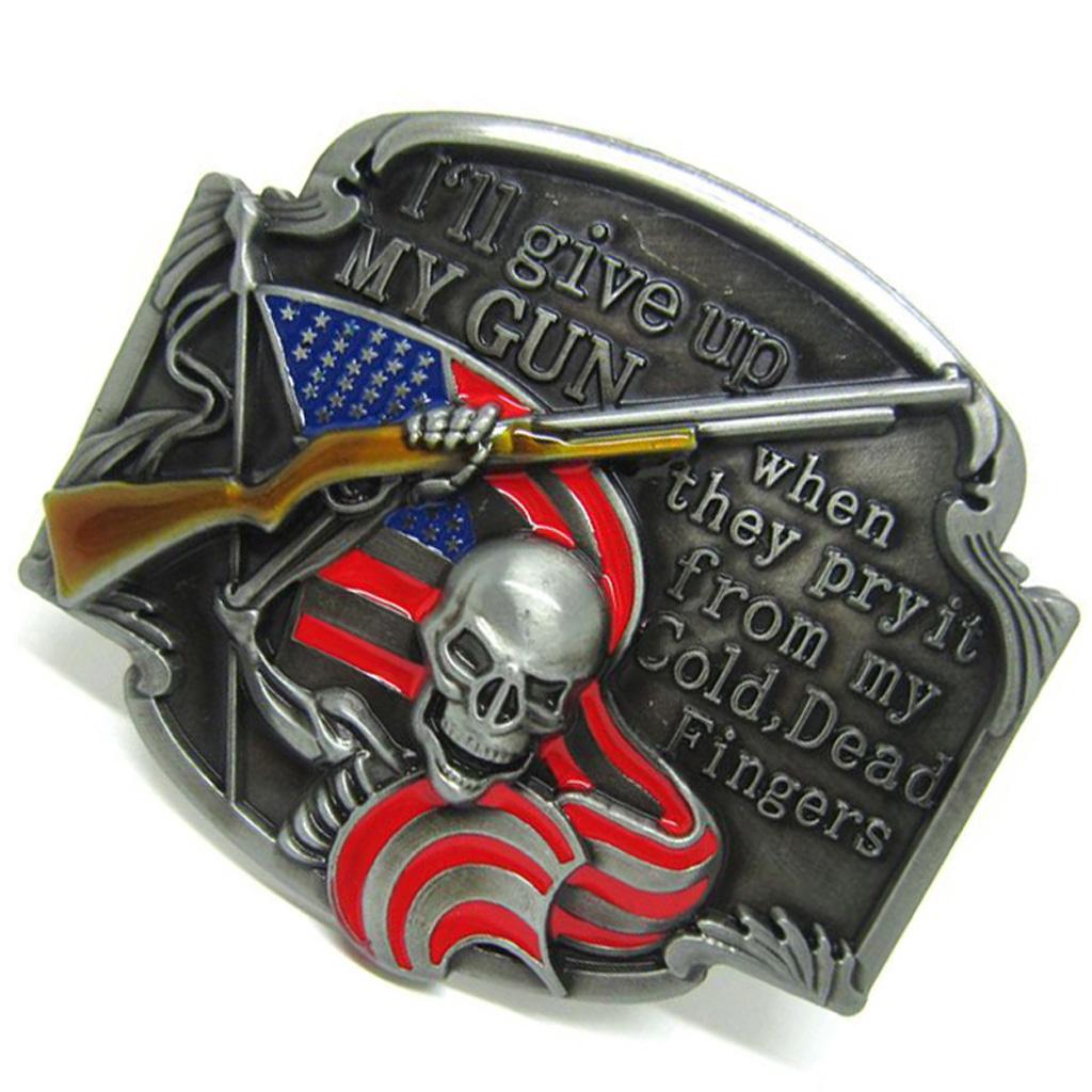 Classic Metal Skull Flag Belt Buckle Skeleton Cowboy Novelty Retro Western