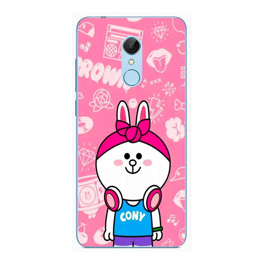 Ốp lưng dành cho Xiaomi Redmi Note 5 - Thỏ Line Nghe Tai Nghe