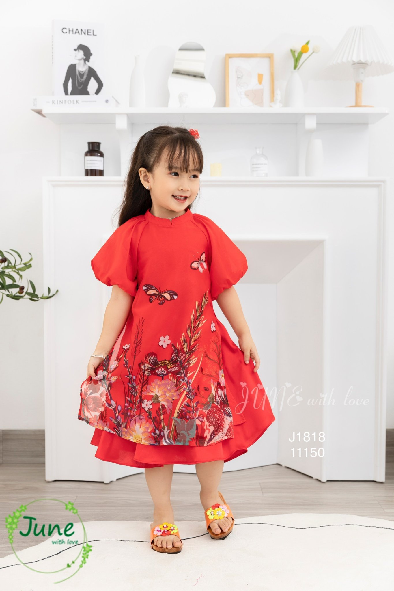 Áo dài tết cho bé gái mẫu Hoa mùa xuân xinh xắn từ 12-35kg hàng thiết kế cao cấp