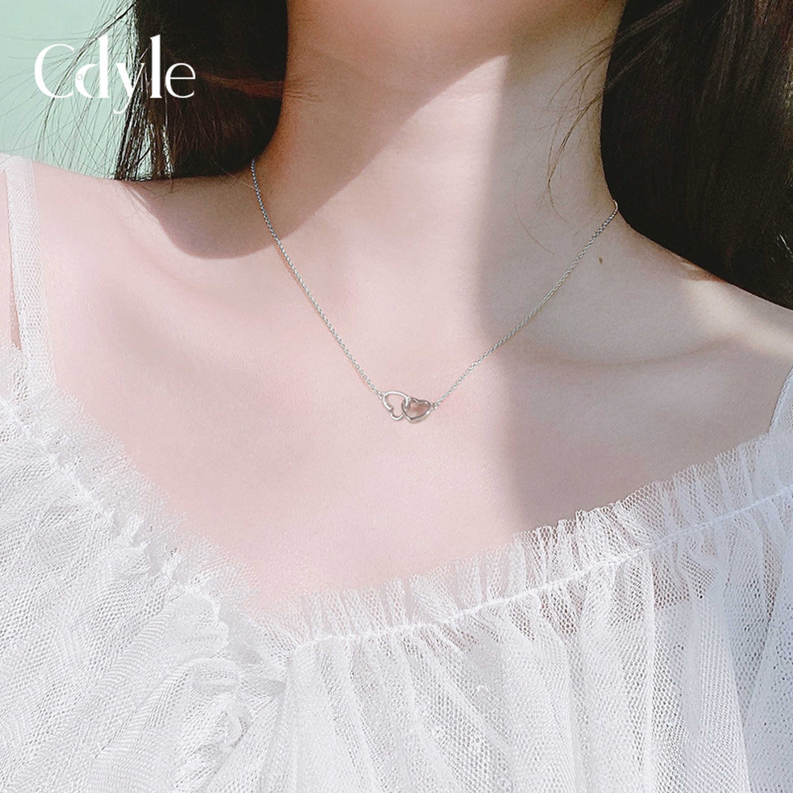 Dây chuyền bạc nữ mặt trái tim đôi DCN05