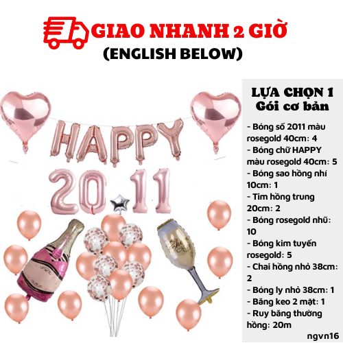 Bộ bong bóng trang trí ngày 20-11 màu hồng ngvn17