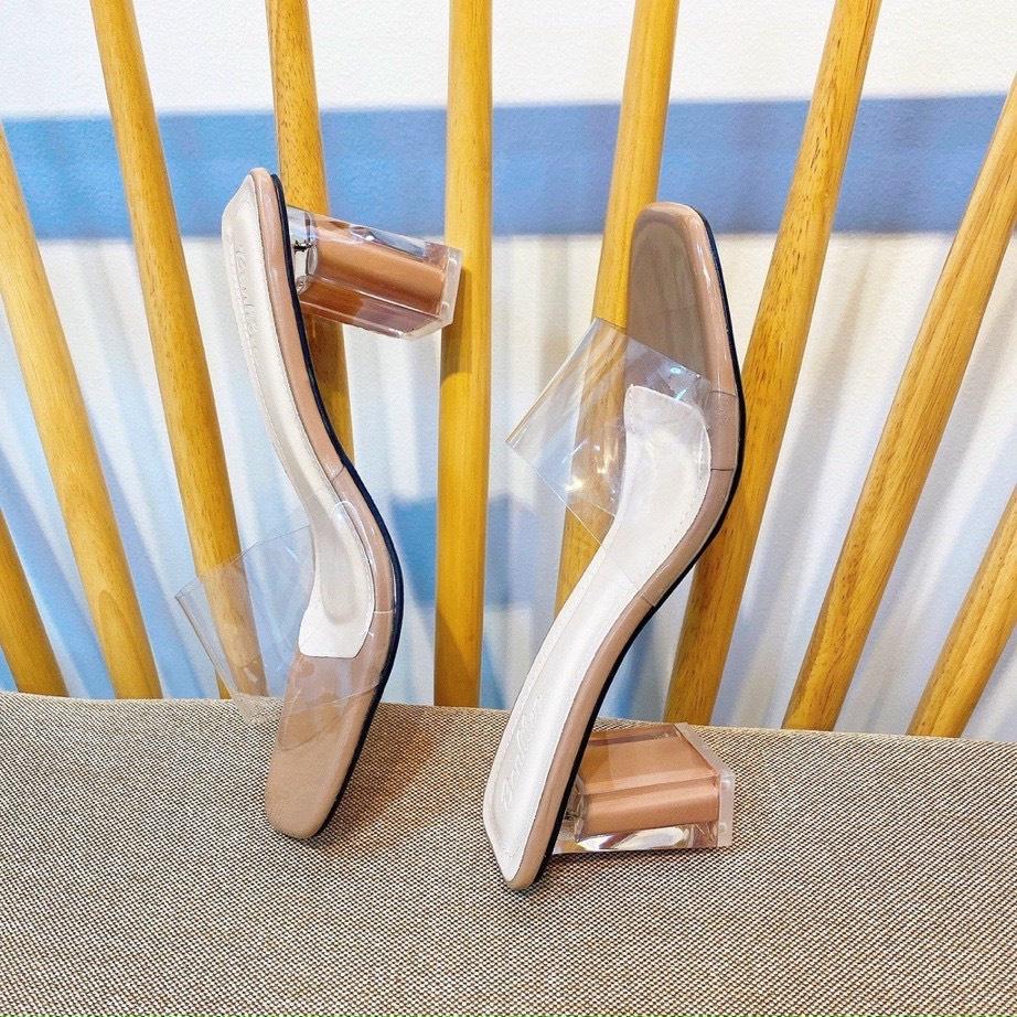 Guốc quai mica dẻo gót trong màu đế - 6P