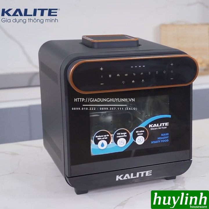 Nồi chiên không dầu hấp hơi nước Kalite Steam STAR - PRO - 15 lít - Tặng bao tay + chổi quét - Hàng chính hãng