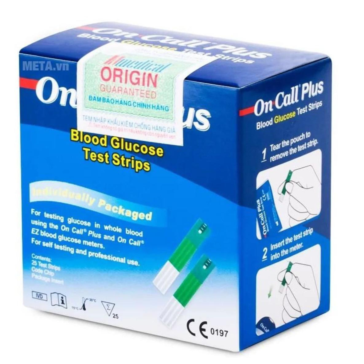 Combo 2 hộp que thử đường huyết On call plus  và hộp 50 kim tròn, Hàng chuẩn chính hãng, đủ tem niêm phong, nhãn phụ tiếng việt, Dat dài ít nhất 12 tháng