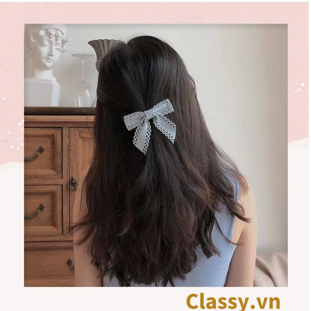 Dây chun buộc tóc &amp; Kẹp tóc  Classy chất liệu bền dai, họa tiết đính nơ vintage, phong cách hàn quốc cho bạn gái PK577