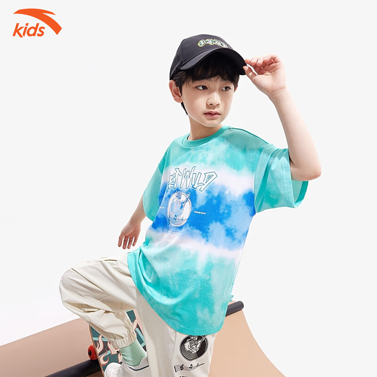 Áo phông bé trai Anta Kids chất cotton 4 chiều, thấm hút mồ hôi nhanh W352328147