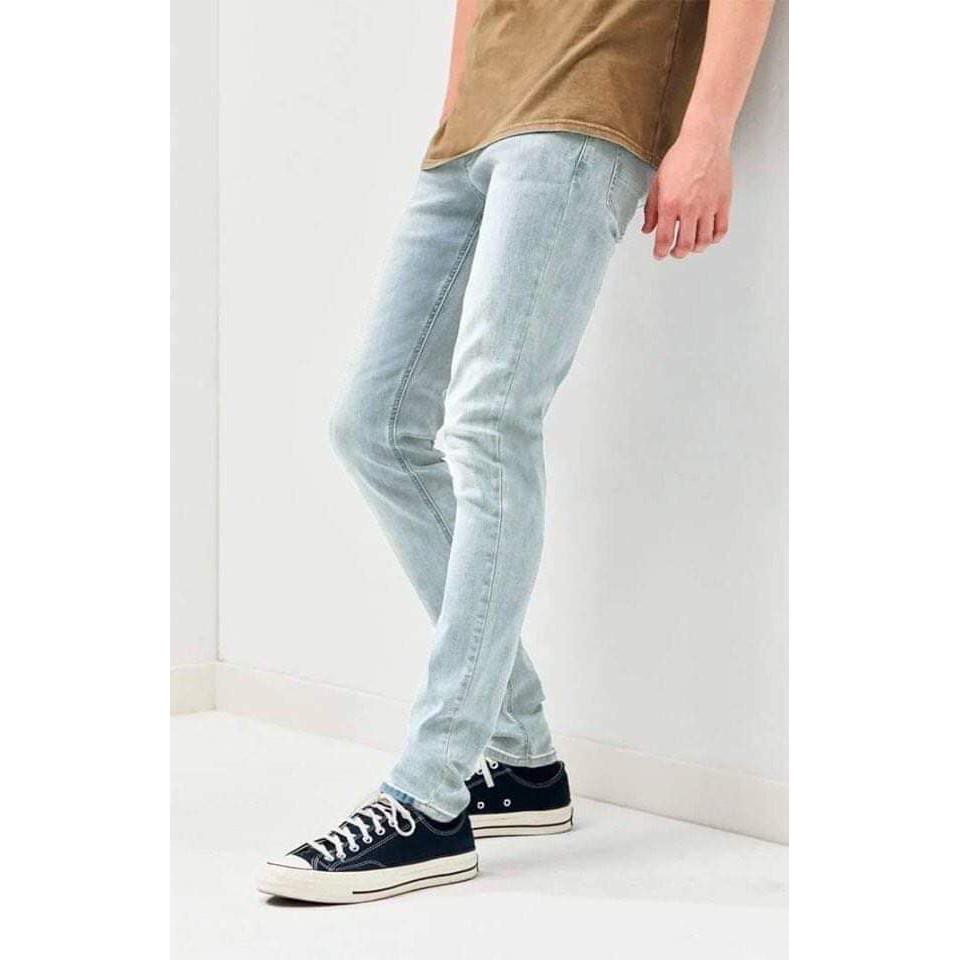 Quần jeans Pacsun màu xanh sáng wash bạc