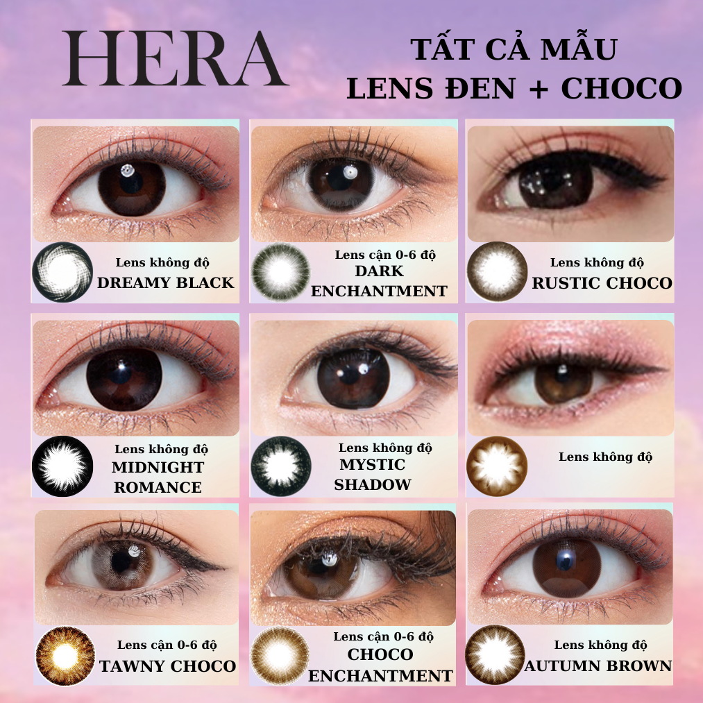 Kính Áp Tròng Hera Nâu Gỗ Sáng Viền Đen Không Độ TAWNY CHOCO Nhập Khẩu Hàn Quốc Lens Không Cận 6 Tháng