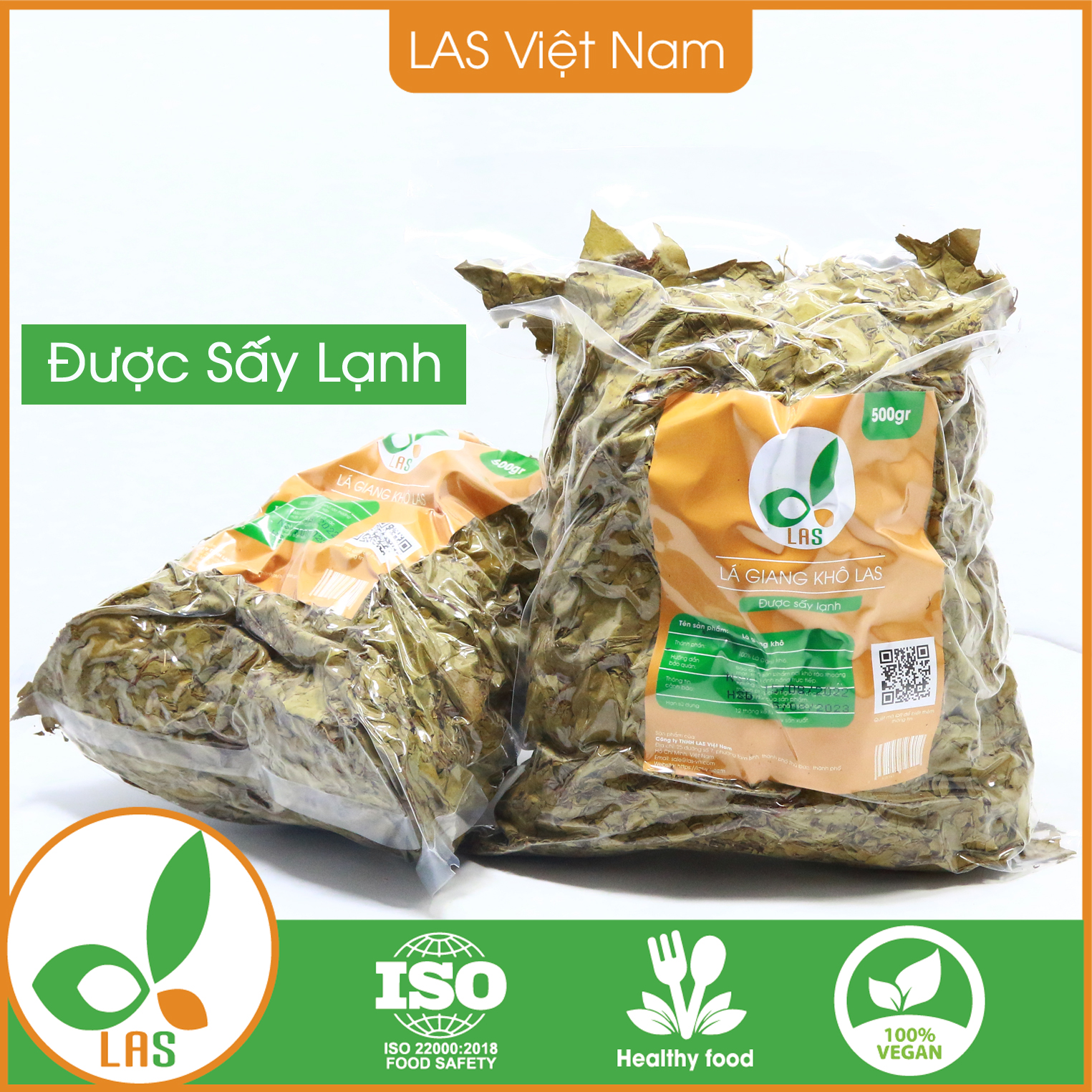 Lá giang khô sấy lạnh, đóng gói hút chân không - Gói 200gr, 500gr | LAS Việt Nam