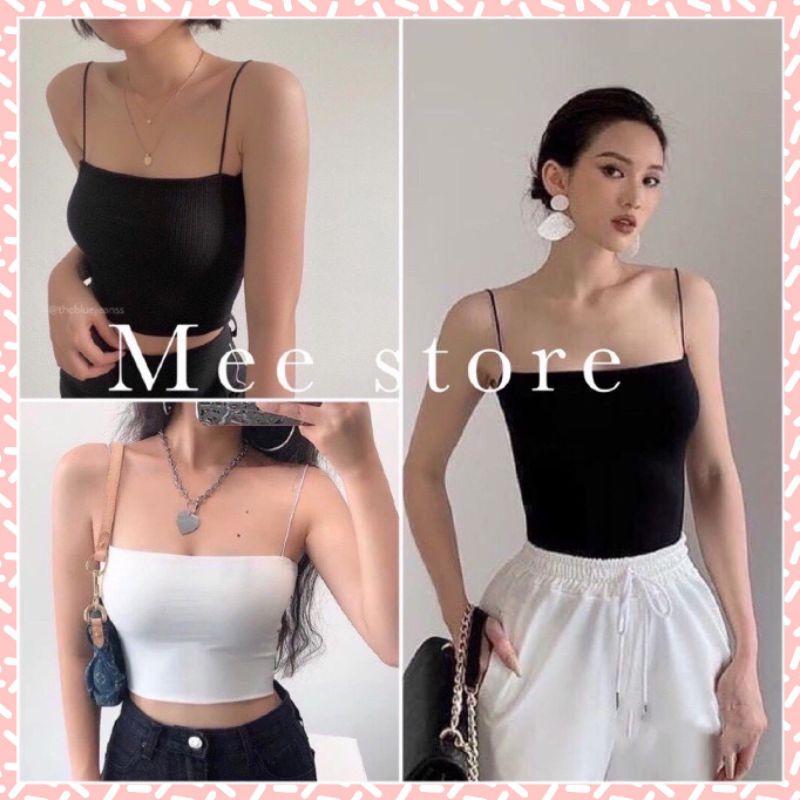 Áo croptop cotton chun 2 dây dáng ôm co giãn tốt